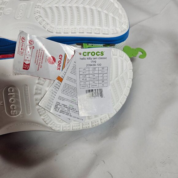 Crocs Hello Kitty Iam Classic Clog White Blue Red Men\'s Size 11 209438-100 main image 10